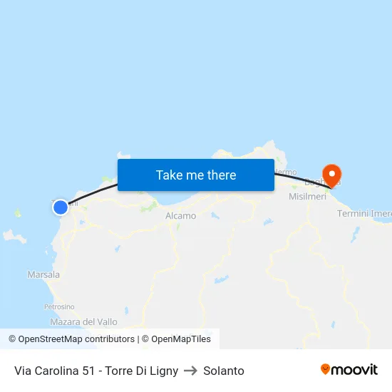 Via Carolina 51 - Torre Di Ligny to Solanto map