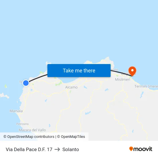 Via Della Pace D.F. 17 to Solanto map