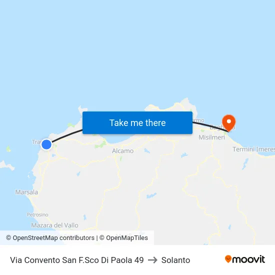 Via Convento San F.Sco Di Paola 49 to Solanto map