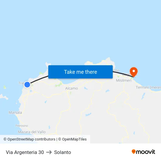 Via Argenteria 30 to Solanto map