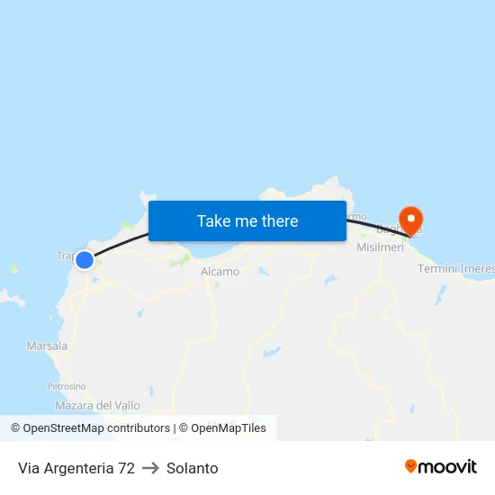 Via Argenteria 72 to Solanto map