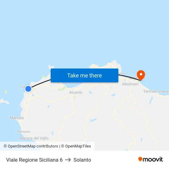 Viale Regione Siciliana 6 to Solanto map
