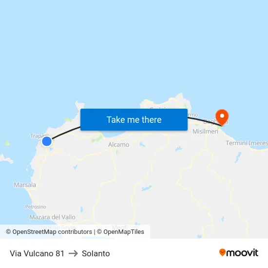 Via Vulcano 81 to Solanto map