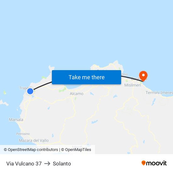 Via Vulcano 37 to Solanto map
