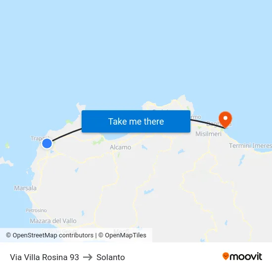 Via Villa Rosina 93 to Solanto map