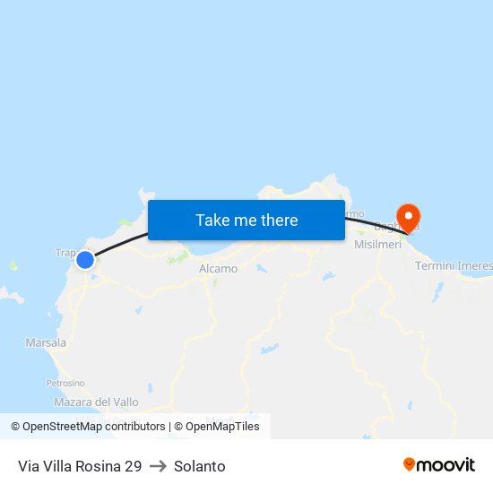 Via Villa Rosina 29 to Solanto map