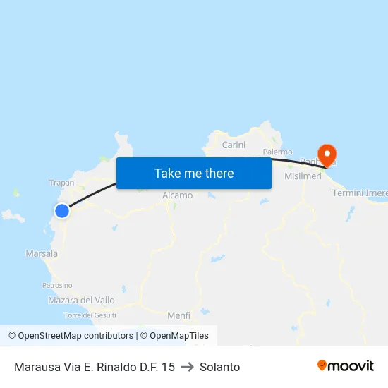 Marausa Via E. Rinaldo D.F. 15 to Solanto map
