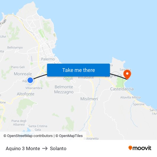 Aquino 3 Monte to Solanto map