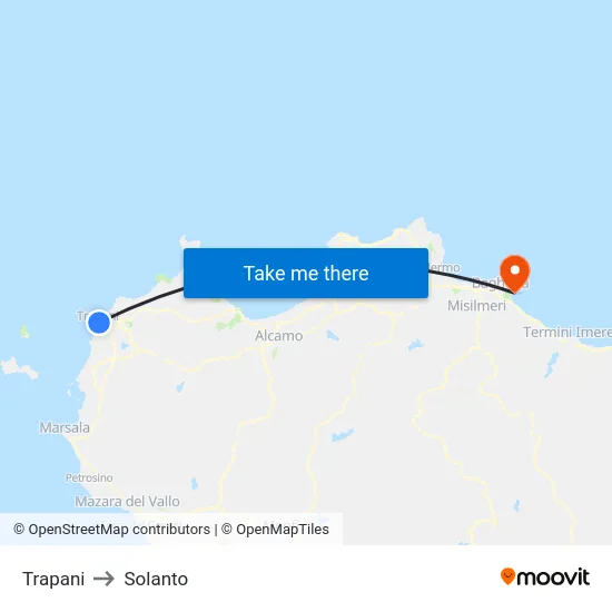 Trapani to Solanto map