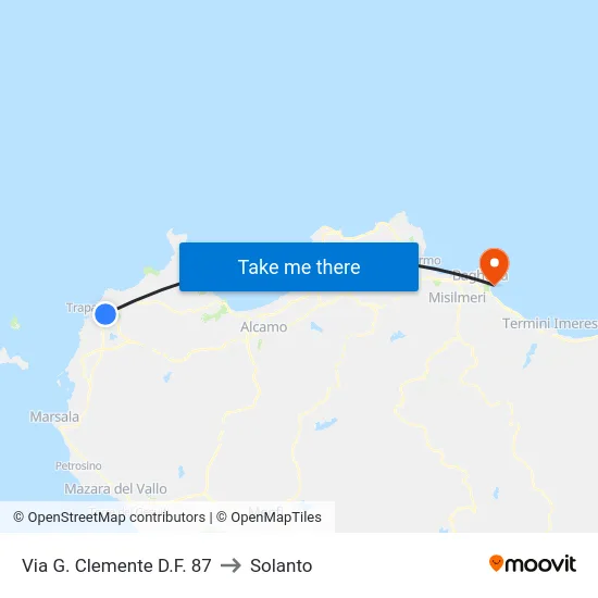 Via G. Clemente D.F. 87 to Solanto map