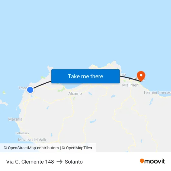 Via G. Clemente 148 to Solanto map
