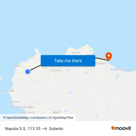 Napola S.S. 113   35 to Solanto map