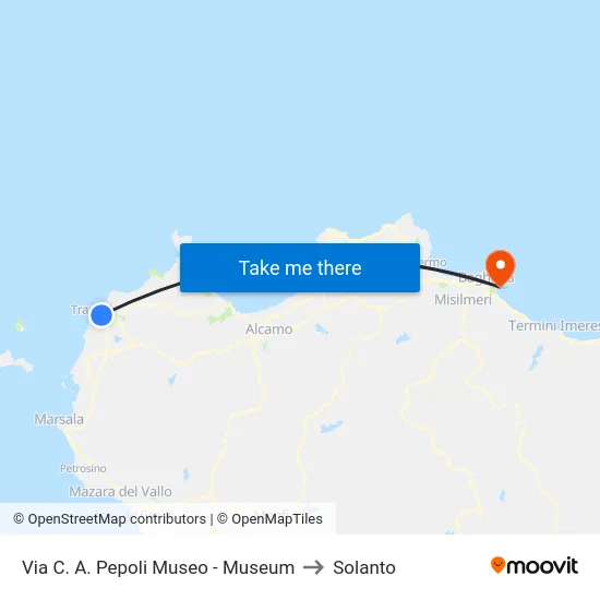 Via C. A. Pepoli Museo - Museum to Solanto map