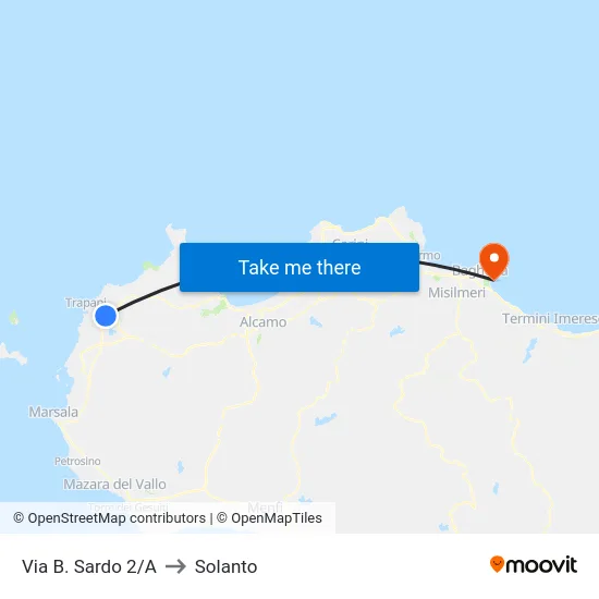 Via B. Sardo 2/A to Solanto map