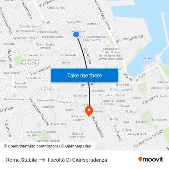 Roma Stabile to Facoltà Di Giurisprudenza map