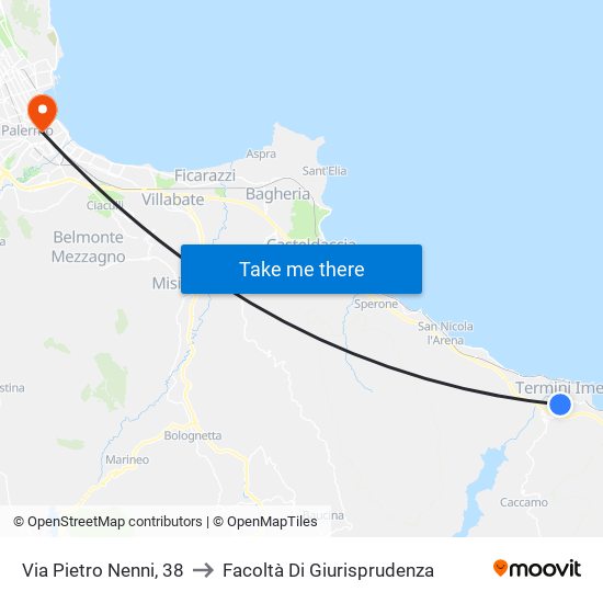 Via Pietro Nenni, 38 to Facoltà Di Giurisprudenza map