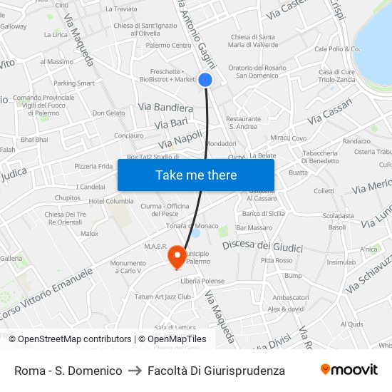 Roma - S. Domenico to Facoltà Di Giurisprudenza map