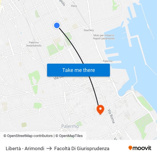 Libertà - Arimondi to Facoltà Di Giurisprudenza map