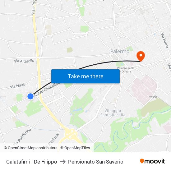 Calatafimi - De Filippo to Pensionato San Saverio map