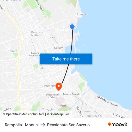 Rampolla - Montini to Pensionato San Saverio map