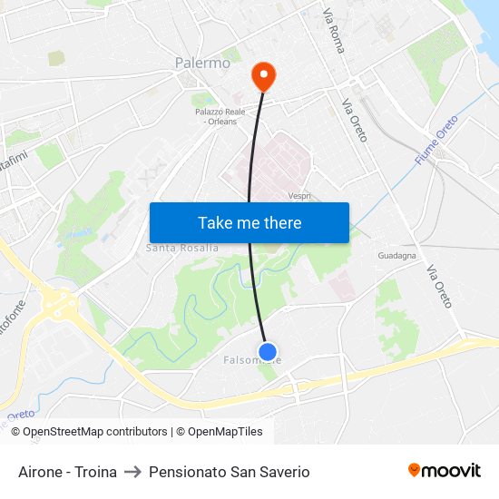 Airone - Troina to Pensionato San Saverio map