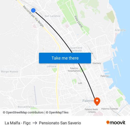 La Malfa - Figc to Pensionato San Saverio map