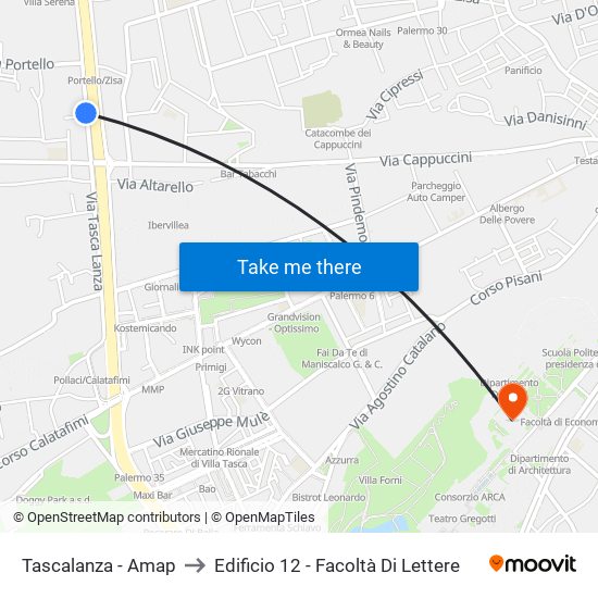 Tascalanza - Amap to Edificio 12 - Facoltà Di Lettere map