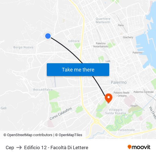 Cep to Edificio 12 - Facoltà Di Lettere map
