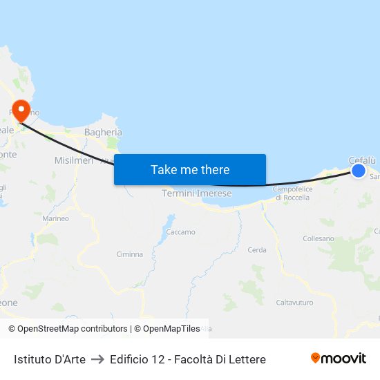 Istituto D'Arte to Edificio 12 - Facoltà Di Lettere map