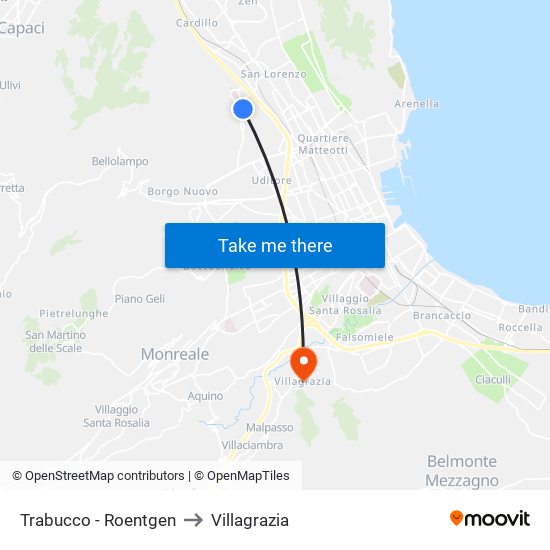 Trabucco - Roentgen to Villagrazia map