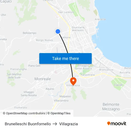 Brunelleschi Buonfornello to Villagrazia map