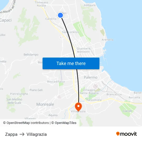 Zappa to Villagrazia map