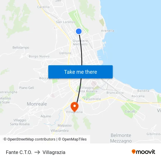 Fante C.T.O. to Villagrazia map