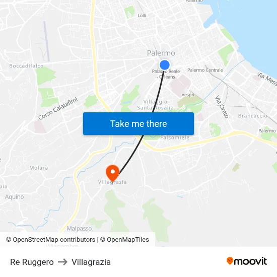 King Roger to Villagrazia map