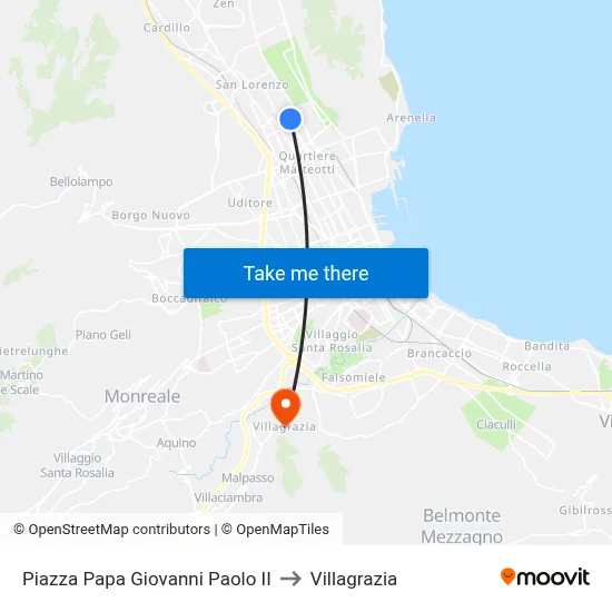 Pope John Paul II Square to Villagrazia map