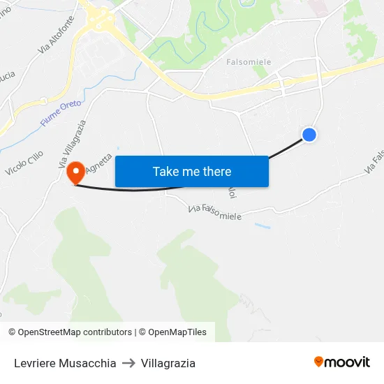 Levriere Musacchia to Villagrazia map