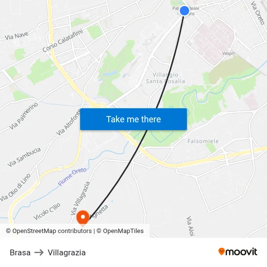 Brasa to Villagrazia map