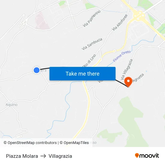 Molara Square to Villagrazia map