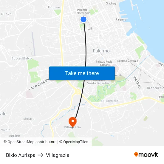 Bixio Aurispa to Villagrazia map