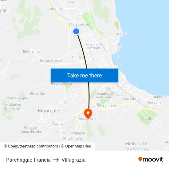 France Parking to Villagrazia map