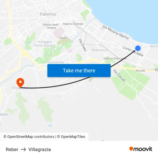 Reber to Villagrazia map