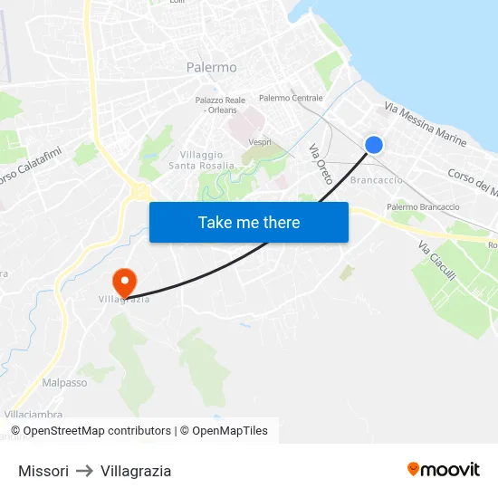 Missori to Villagrazia map