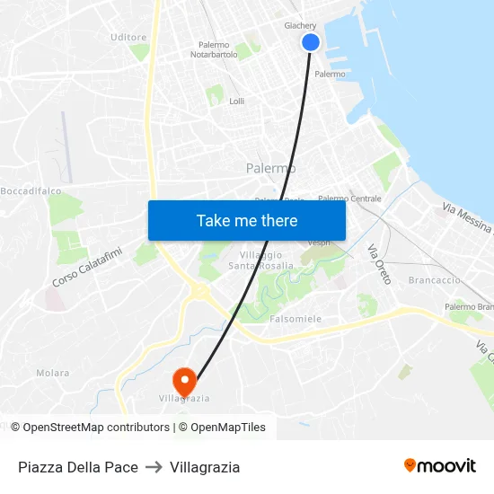 Peace Square to Villagrazia map
