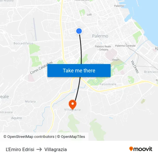 L'Emiro Edrisi to Villagrazia map