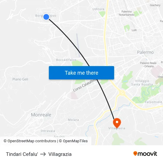 Tindari Cefalu to Villagrazia map