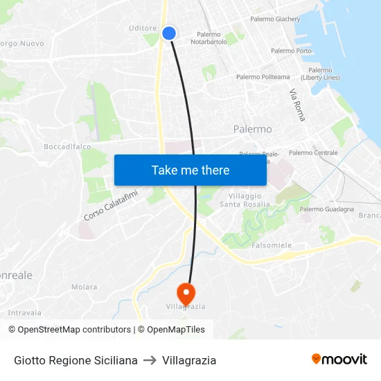 Giotto Sicilian Region to Villagrazia map