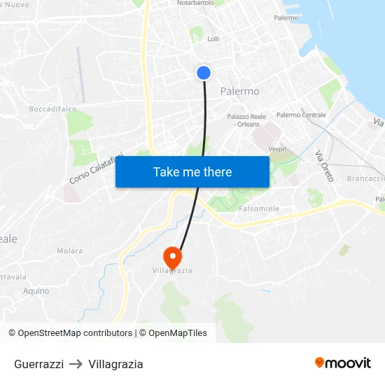 Guerrazzi to Villagrazia map