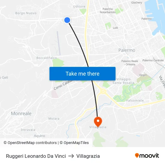 Leonardo Da Vinci Ruggeri to Villagrazia map