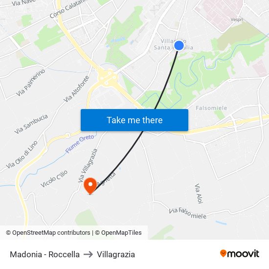 Madonia - Roccella to Villagrazia map