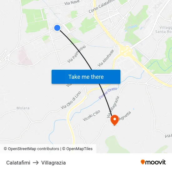 Calatafimi to Villagrazia map
